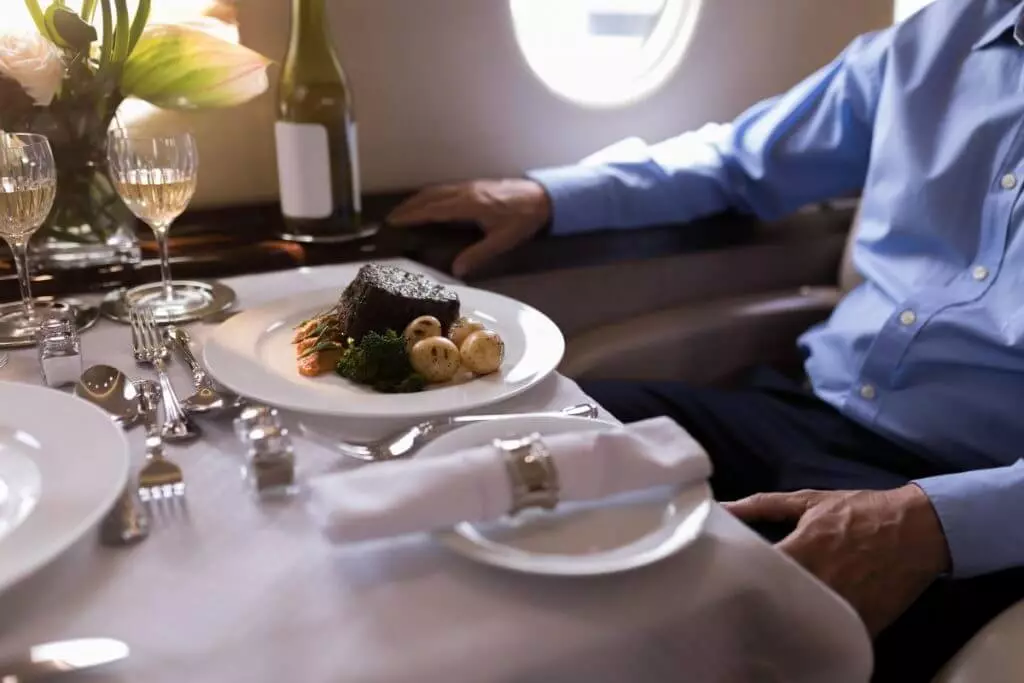 Charter plane private dinner
