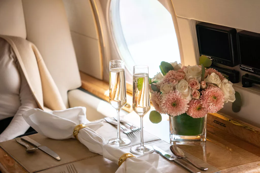 private jet table setting
