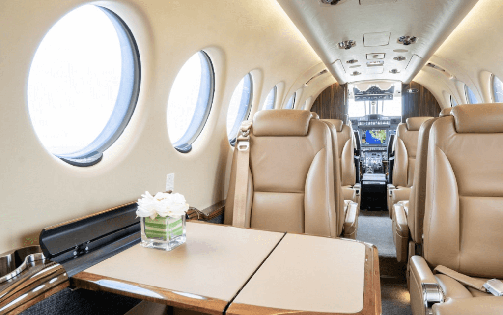 interior of aircraft for business travel